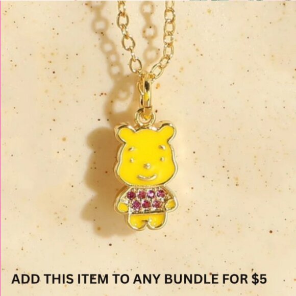 $5 ADD ON ITEM- 14K Gold Plated Bear Pendant Charm Necklace Zirconia Girls Gifts - Picture 1 of 6